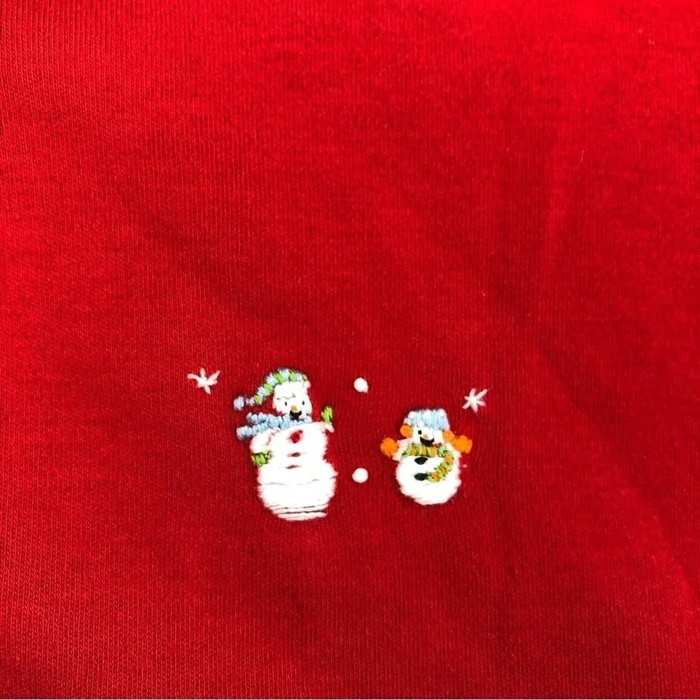 Bella Bliss Christmas pajamas red 2 piece set Snowman embroidery‎ size 3 months